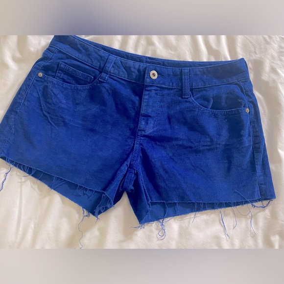 Blue Corduroy Cut Off Shorts - Picture 1 of 5